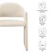 Maklaine Contemporary Performance Velvet Dining Armchair in Alabaster