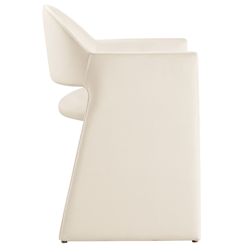 Maklaine Contemporary Performance Velvet Dining Armchair in Alabaster