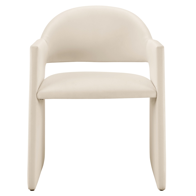 Maklaine Contemporary Performance Velvet Dining Armchair in Alabaster