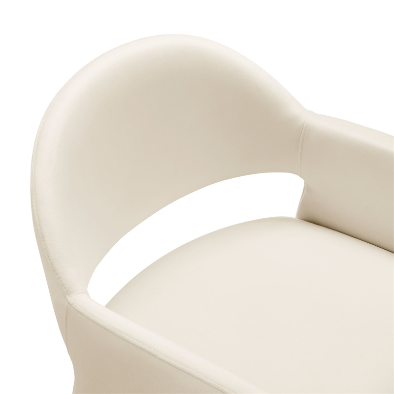 Maklaine Contemporary Performance Velvet Dining Armchair in Alabaster