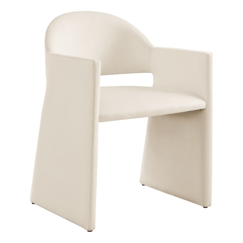 Maklaine Contemporary Performance Velvet Dining Armchair in Alabaster