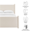 Maklaine Contemporary Performance Velvet Queen Platform Bed in Alabaster