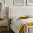 Maklaine Contemporary Performance Velvet Queen Platform Bed in Alabaster
