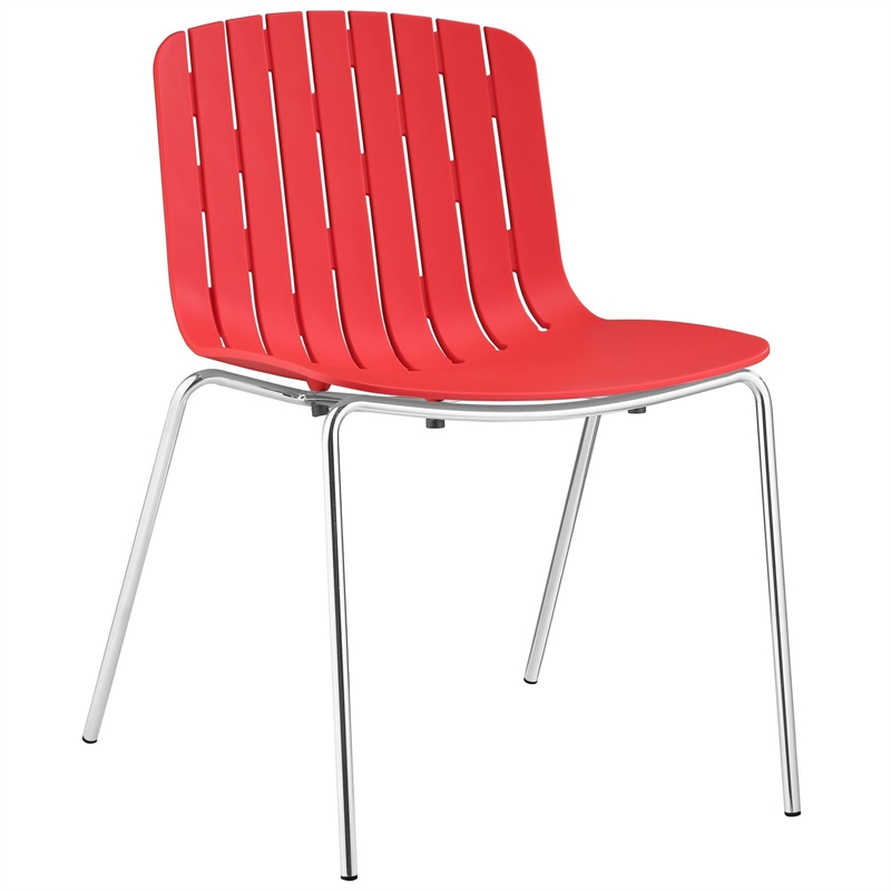 Maklaine Modern / Contemporary Dining Side Chair in Red Finish