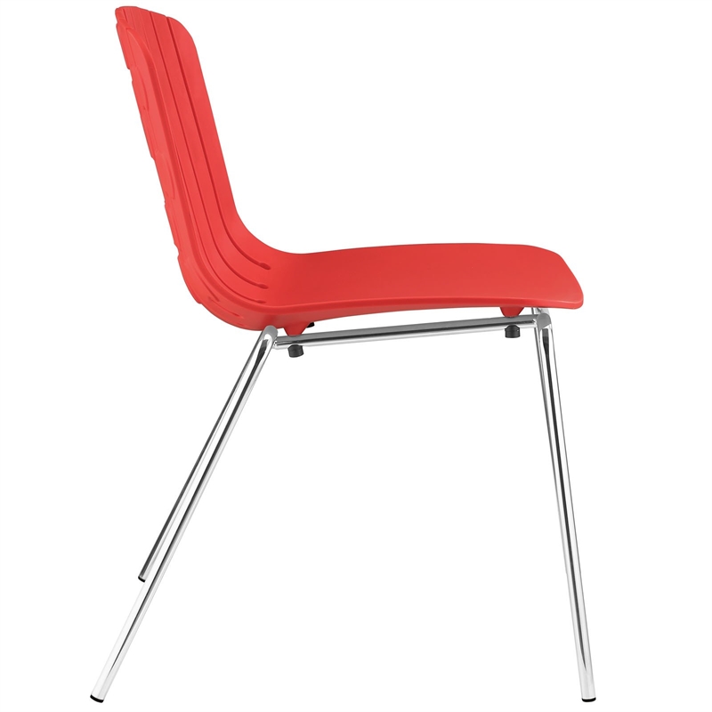Maklaine Modern / Contemporary Dining Side Chair in Red Finish