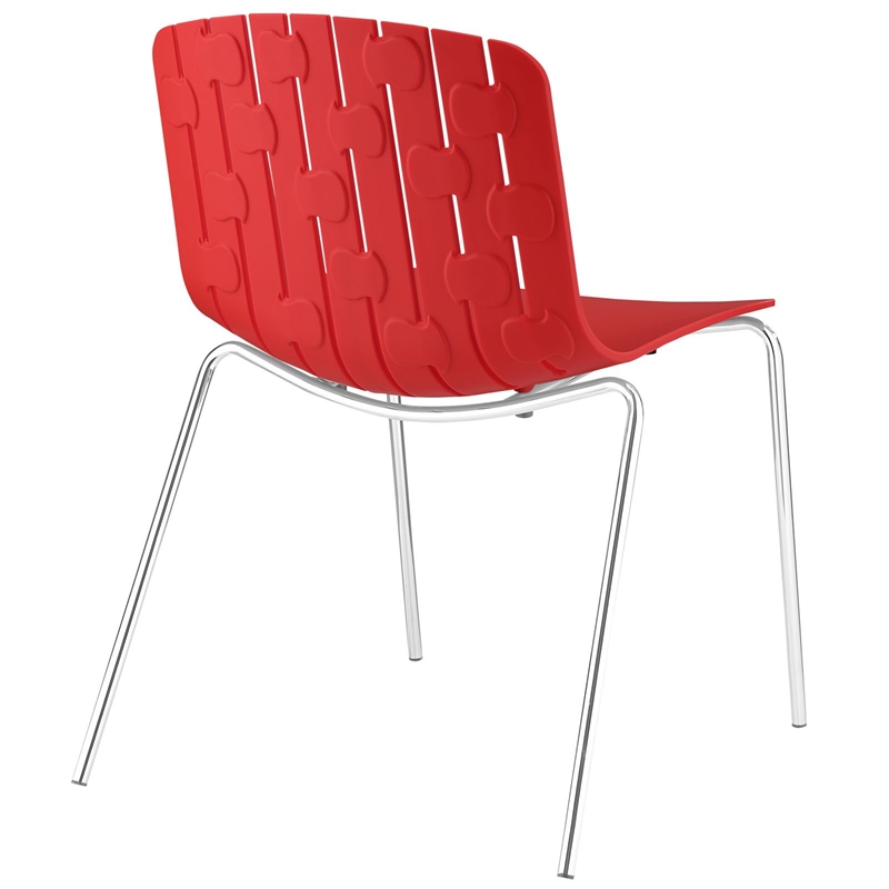 Maklaine Modern / Contemporary Dining Side Chair in Red Finish