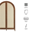 Maklaine Rattan Walnut Storage Cabinet Arched 79