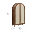 Maklaine Rattan Walnut Storage Cabinet Arched 79