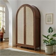 Maklaine Rattan Walnut Storage Cabinet Arched 79