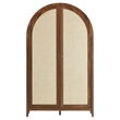 Maklaine Rattan Walnut Storage Cabinet Arched 79
