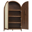Maklaine Rattan Walnut Storage Cabinet Arched 79