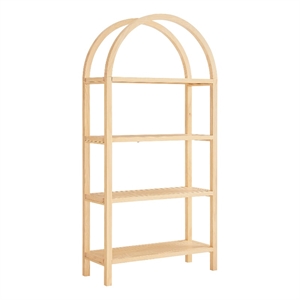 Maklaine Contemporary Pine Wood Frame 72&quot Large Arched Bookshelf in Natural