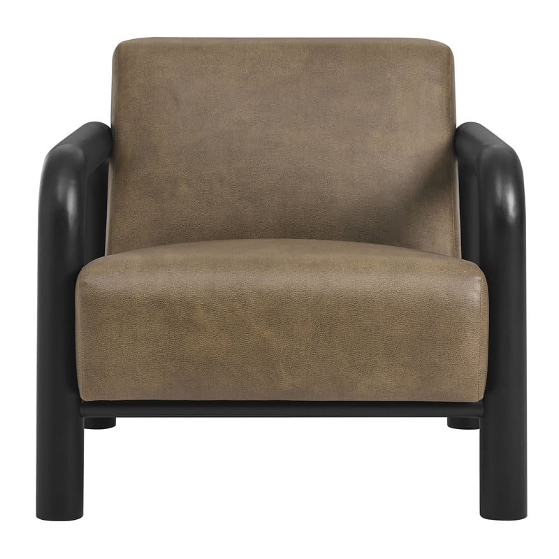 Maklaine Contemporary Vegan Leather Accent Chair in Mushroom Black
