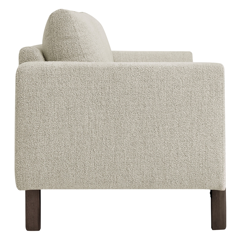 Maklaine Contemporary Boucle Fabric Sofa in Parchment Espresso