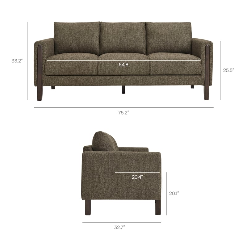 Maklaine Contemporary Boucle Fabric Sofa in Antique Espresso
