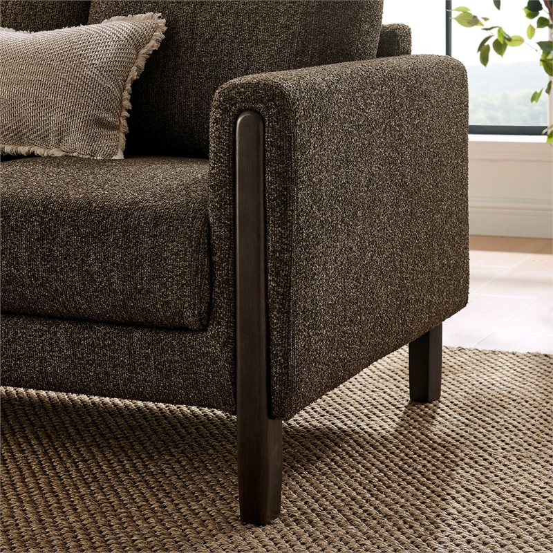 Maklaine Contemporary Boucle Fabric Sofa in Antique Espresso