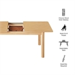 Maklaine Modern / Contemporary Extendable Dining Table in Oak