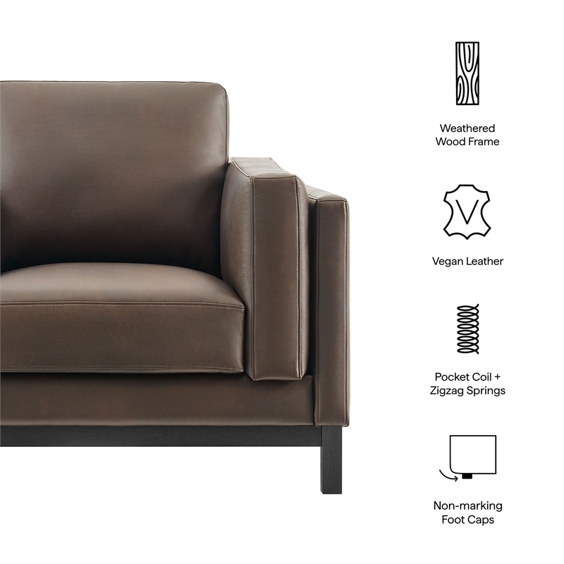 Maklaine Modern / Contemporary Vegan Leather Armchair in Brown
