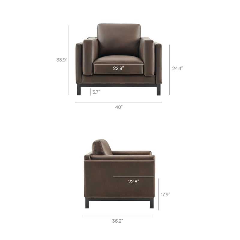 Maklaine Modern / Contemporary Vegan Leather Armchair in Brown