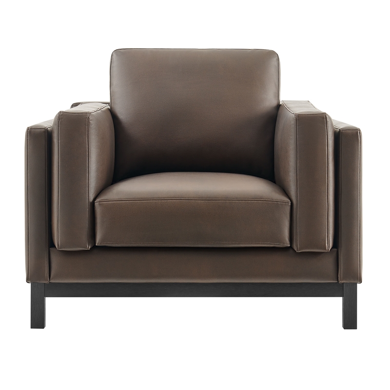 Maklaine Modern / Contemporary Vegan Leather Armchair in Brown