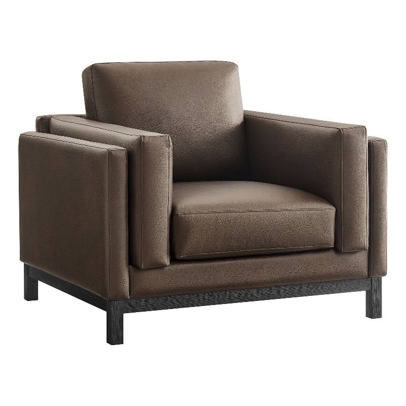 Maklaine Modern / Contemporary Vegan Leather Armchair in Brown