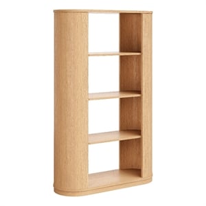 Maklaine Modern / Contemporary 74&quot Curved 4 Tier Bookshelf in Brown