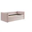 Maklaine Channel Tufted Performance Velvet Twin Daybed With Trundle in Red