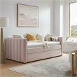Maklaine Channel Tufted Performance Velvet Twin Daybed With Trundle in Red