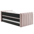 Maklaine Channel Tufted Performance Velvet Twin Daybed With Trundle in Red