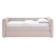 Maklaine Channel Tufted Performance Velvet Twin Daybed With Trundle in Red