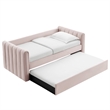 Maklaine Channel Tufted Performance Velvet Twin Daybed With Trundle in Red