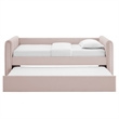 Maklaine Channel Tufted Performance Velvet Twin Daybed With Trundle in Red