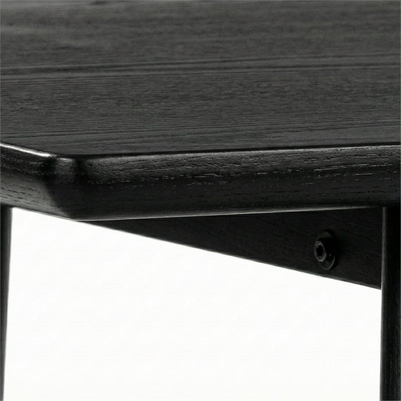 Maklaine Contemporary Rectangular Dining Table in Black Wood