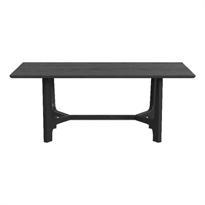 Maklaine Contemporary Rectangular Dining Table in Black Wood