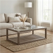 Maklaine Farmhouse Solid Wood Cocktail Table with Natural Cane Shelf