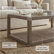 Maklaine Farmhouse Solid Wood Cocktail Table with Natural Cane Shelf