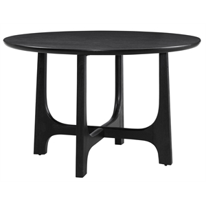 Maklaine Modern Round Tabletop Dining Table in Matte Black Wood