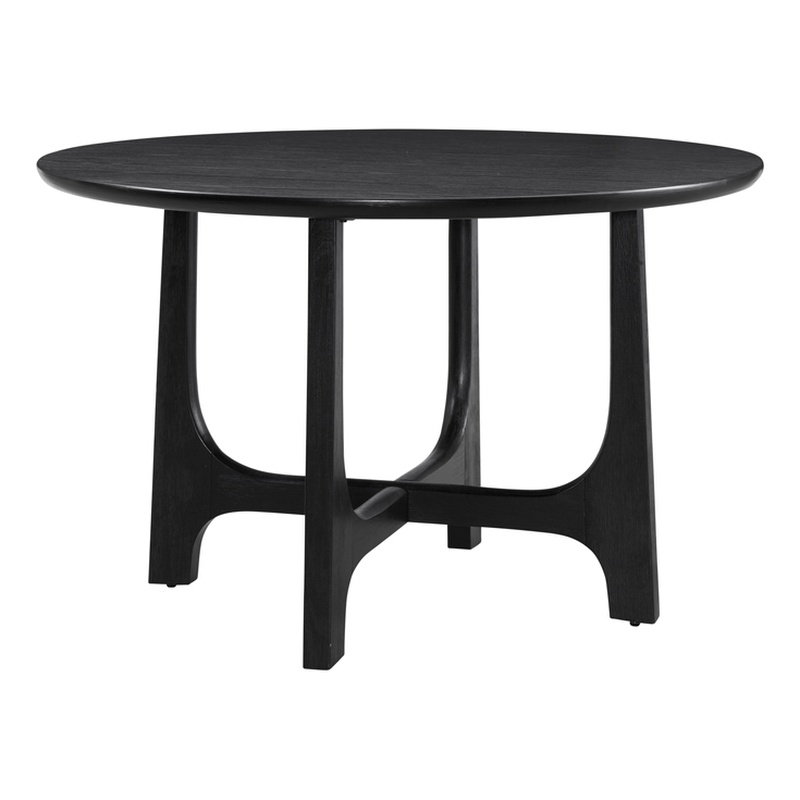 Maklaine Modern Round Tabletop Dining Table in Matte Black Wood