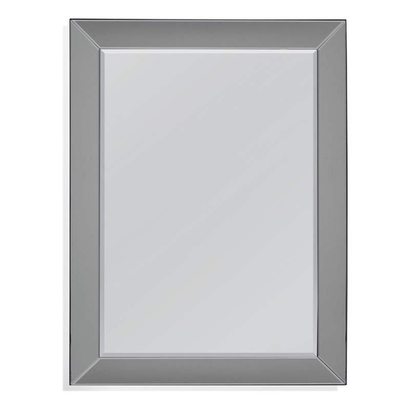 Maklaine Traditional Rectangular Smoked Glass Frame Wall Mirror
