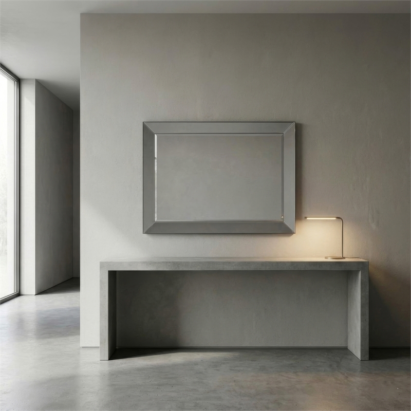 Maklaine Traditional Rectangular Smoked Glass Frame Wall Mirror