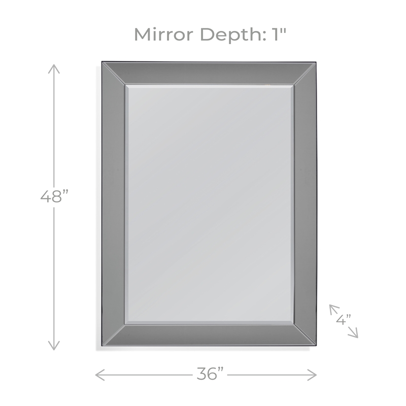 Maklaine Traditional Rectangular Smoked Glass Frame Wall Mirror