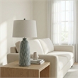 Maklaine Resin Green & Cream Table Lamp Tapered Linen Shade 17
