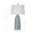 Maklaine Resin Green & Cream Table Lamp Tapered Linen Shade 17
