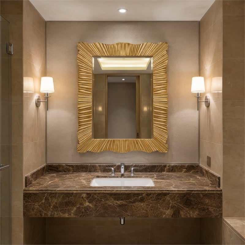 Maklaine Decorative Wall Mirror With Silver And Gold Accents Frame