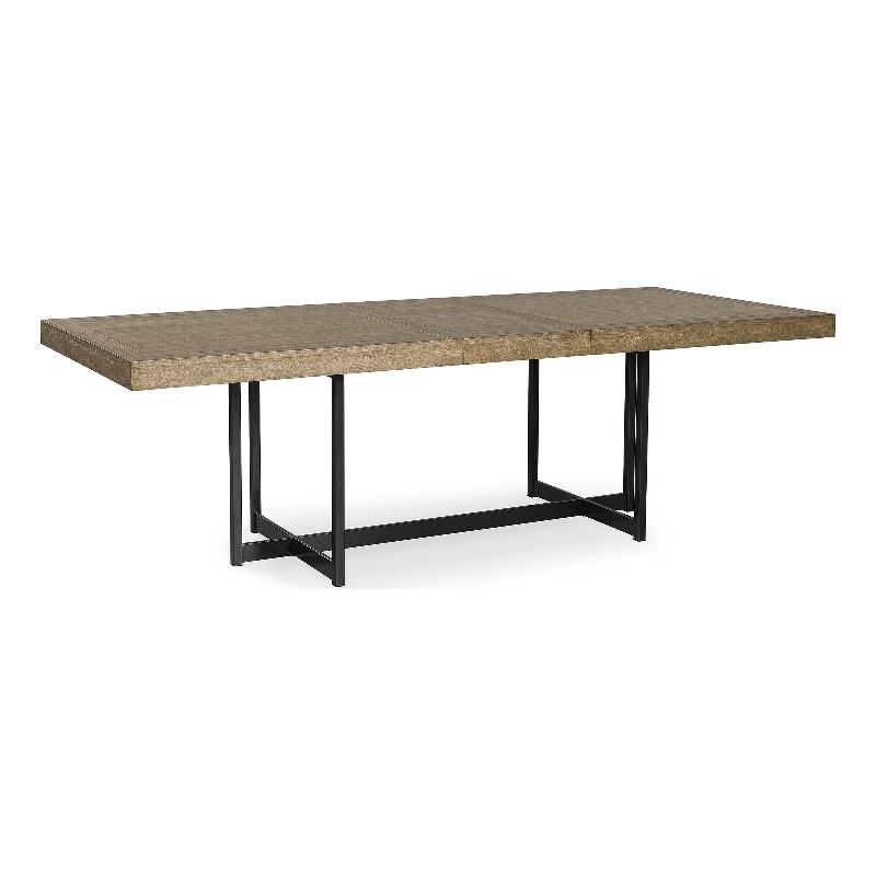 Maklaine Set of 7 Dining Extension Table & Upholstered Side Chairs