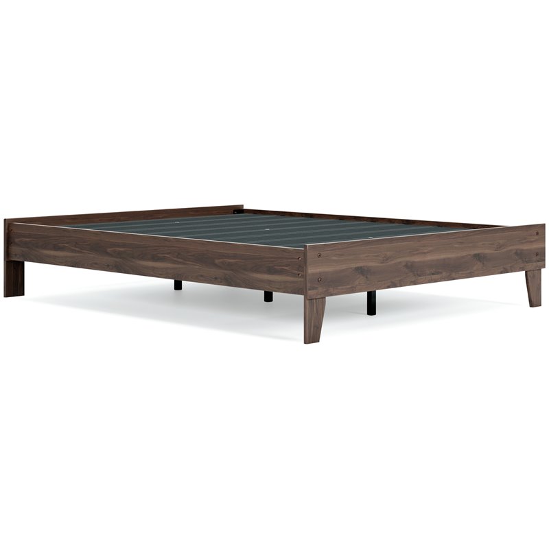 Maklaine Set of 2 Queen Panel Engineered Wood Platform Bed & Headboard in Brown