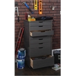 Maklaine Transitional Eight Drawer Rolling Storage Cart in Gray Wood