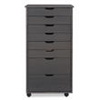 Maklaine Transitional Eight Drawer Rolling Storage Cart in Gray Wood