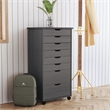 Maklaine Transitional Eight Drawer Rolling Storage Cart in Gray Wood