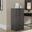 Maklaine Transitional Eight Drawer Rolling Storage Cart in Gray Wood